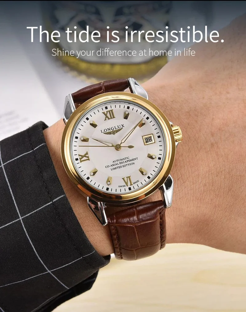 Herrenuhr mit Automatikwerk ist eine ideale Wahl für Business, Freizeit, Dating und jeden Anlass mit einem Kalender als Geschenk