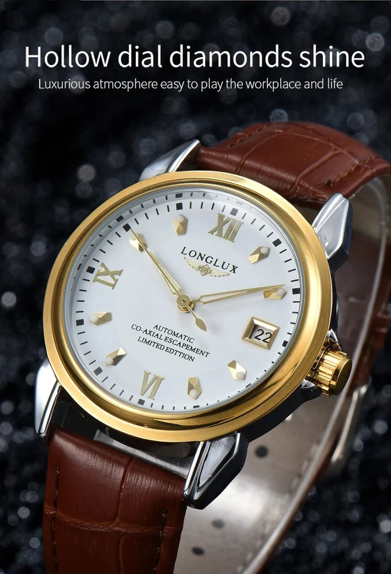 Herrenuhr mit Automatikwerk ist eine ideale Wahl für Business, Freizeit, Dating und jeden Anlass mit einem Kalender als Geschenk