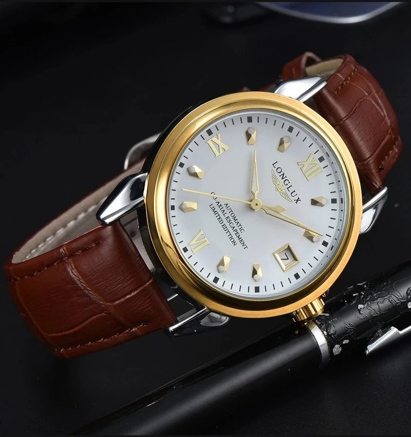 Herrenuhr mit Automatikwerk ist eine ideale Wahl für Business, Freizeit, Dating und jeden Anlass mit einem Kalender als Geschenk