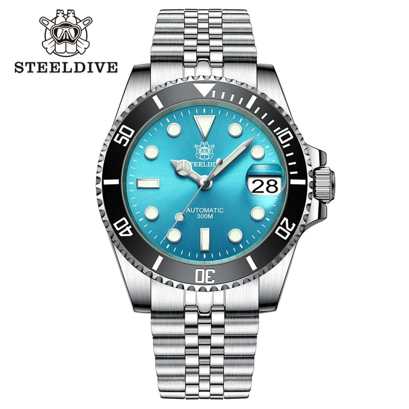 SD1953 Neues Armband mit gefräster Schließe 41MM NH35 Uhrwerk 300M wasserdichte automatische Taucheruhr für Herren Reloj Keramiklünette