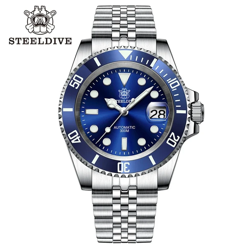 SD1953 Neues Armband mit gefräster Schließe 41MM NH35 Uhrwerk 300M wasserdichte automatische Taucheruhr für Herren Reloj Keramiklünette