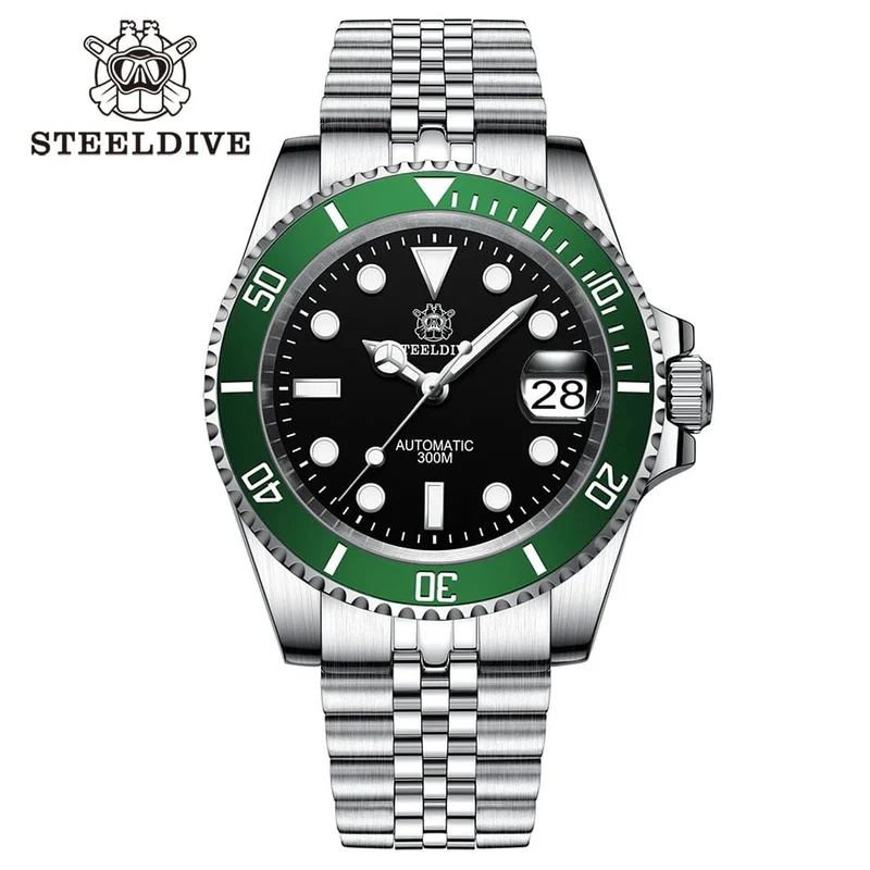 SD1953 Neues Armband mit gefräster Schließe 41MM NH35 Uhrwerk 300M wasserdichte automatische Taucheruhr für Herren Reloj Keramiklünette