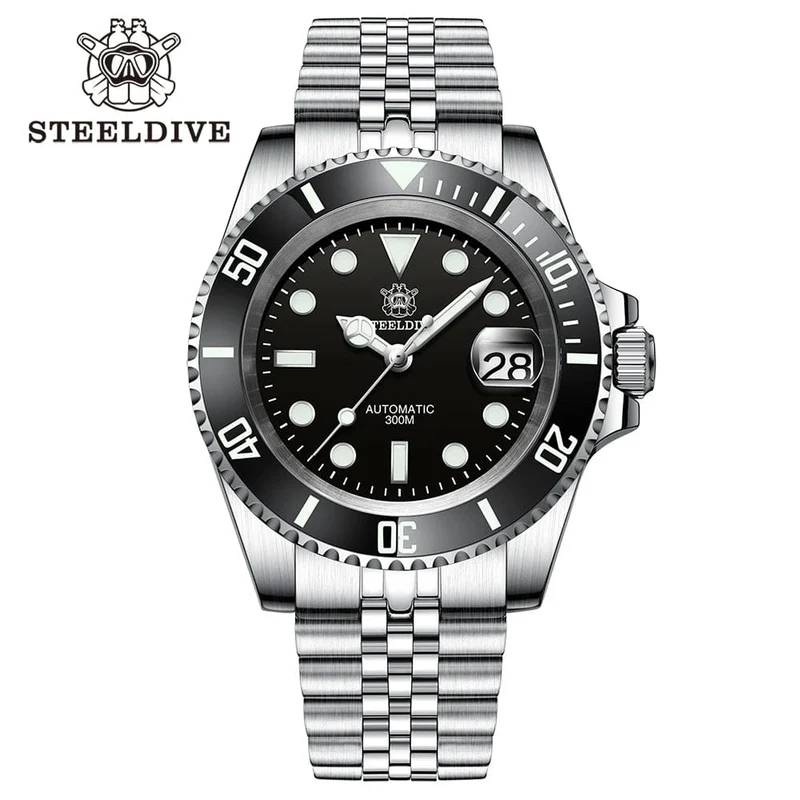 SD1953 Neues Armband mit gefräster Schließe 41MM NH35 Uhrwerk 300M wasserdichte automatische Taucheruhr für Herren Reloj Keramiklünette