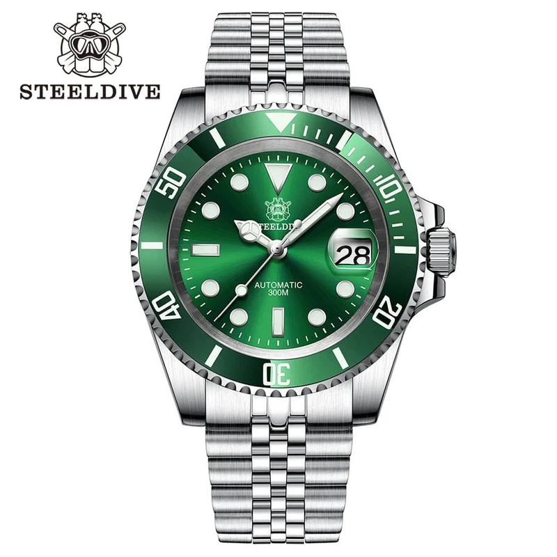 SD1953 Neues Armband mit gefräster Schließe 41MM NH35 Uhrwerk 300M wasserdichte automatische Taucheruhr für Herren Reloj Keramiklünette