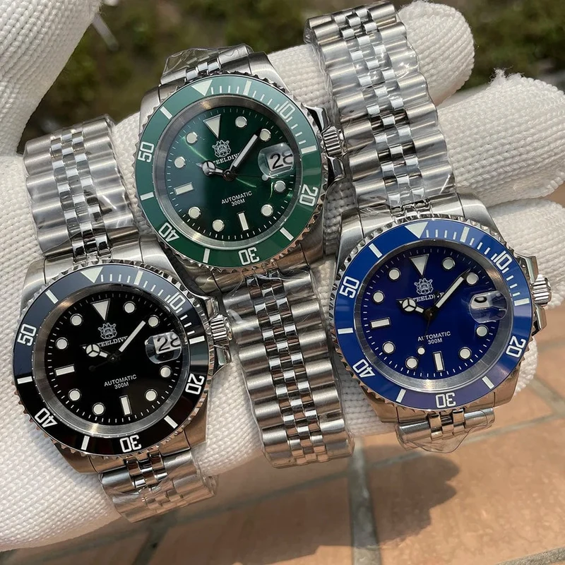 SD1953 Neues Armband mit gefräster Schließe 41MM NH35 Uhrwerk 300M wasserdichte automatische Taucheruhr für Herren Reloj Keramiklünette