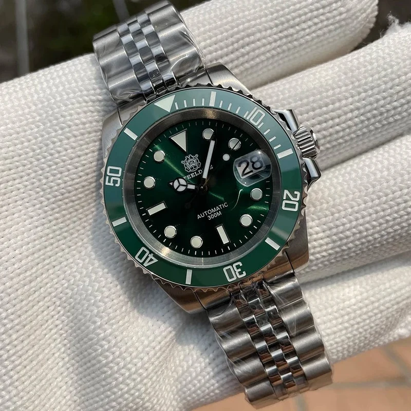 SD1953 Neues Armband mit gefräster Schließe 41MM NH35 Uhrwerk 300M wasserdichte automatische Taucheruhr für Herren Reloj Keramiklünette