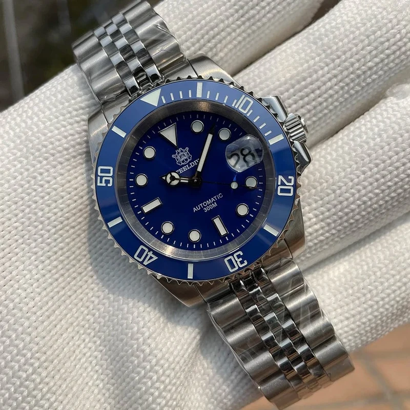 SD1953 Neues Armband mit gefräster Schließe 41MM NH35 Uhrwerk 300M wasserdichte automatische Taucheruhr für Herren Reloj Keramiklünette