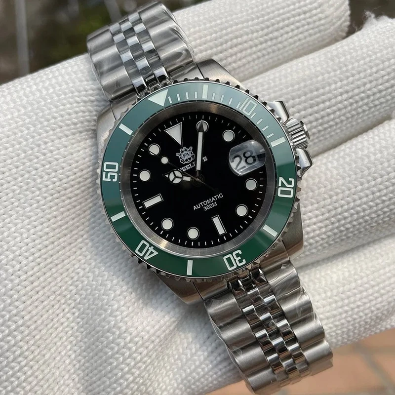 SD1953 Neues Armband mit gefräster Schließe 41MM NH35 Uhrwerk 300M wasserdichte automatische Taucheruhr für Herren Reloj Keramiklünette