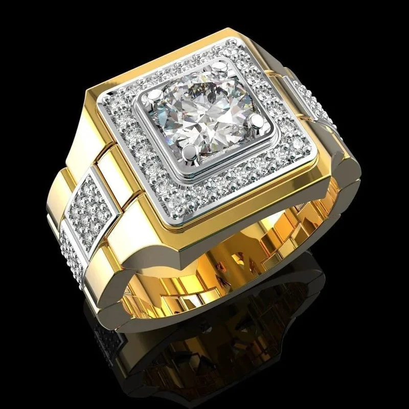 14 K Gold Weißer Diamantring für Männer Mode Bijoux Femme Schmuck Natürliche Edelsteine ​​Bague Homme 2 Karat Diamantring Männer