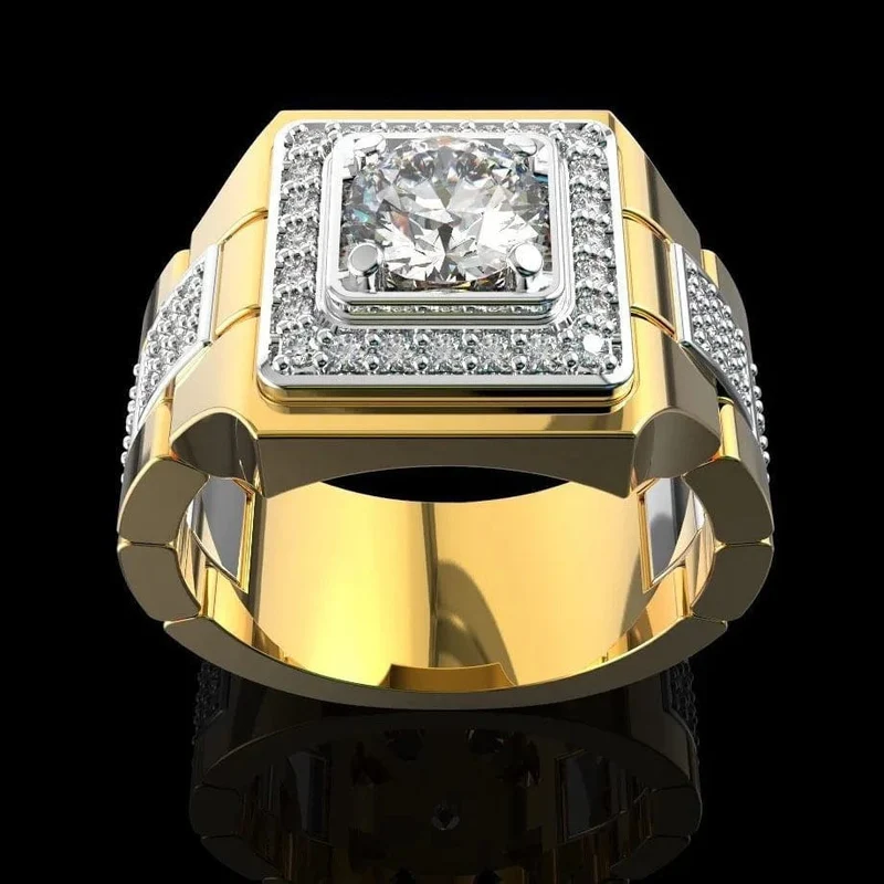 14 K Gold Weißer Diamantring für Männer Mode Bijoux Femme Schmuck Natürliche Edelsteine ​​Bague Homme 2 Karat Diamantring Männer