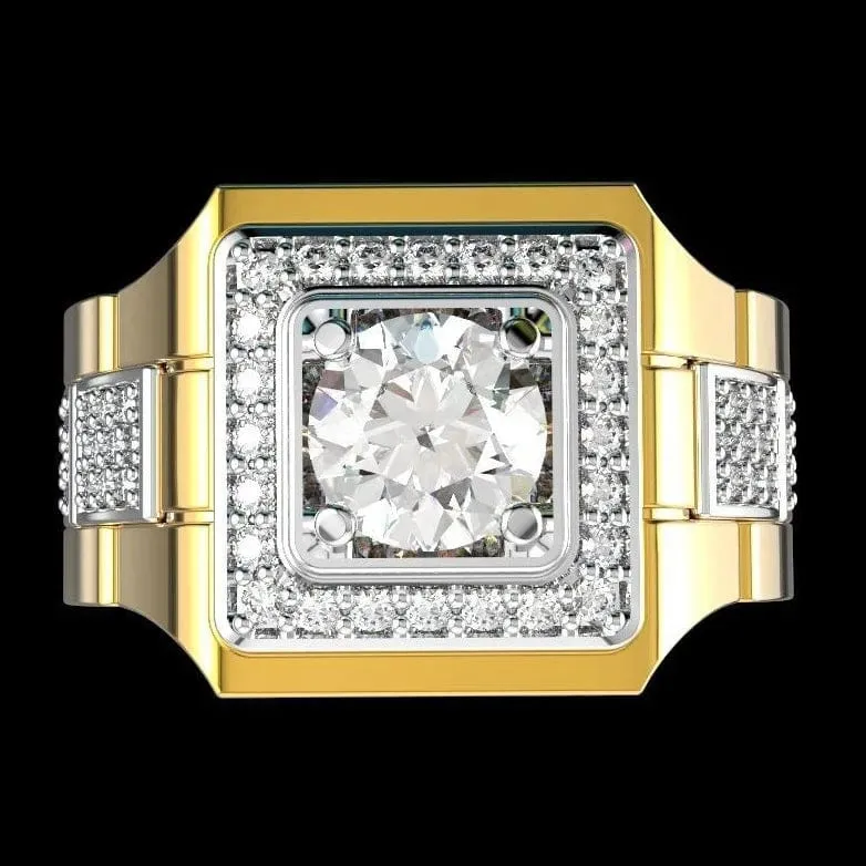 14 K Gold Weißer Diamantring für Männer Mode Bijoux Femme Schmuck Natürliche Edelsteine ​​Bague Homme 2 Karat Diamantring Männer