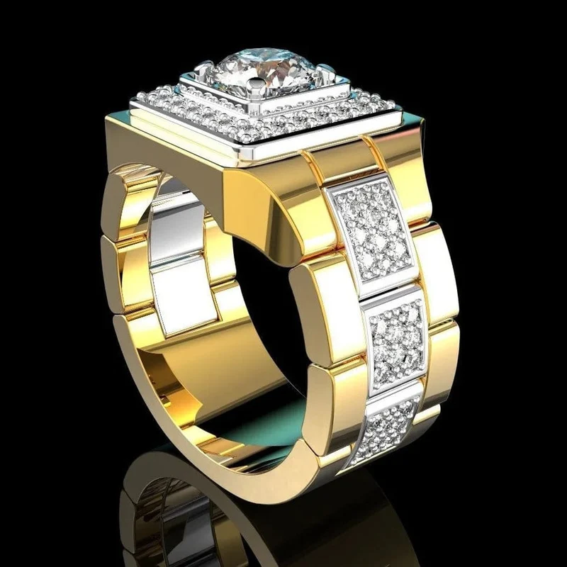 14 K Gold Weißer Diamantring für Männer Mode Bijoux Femme Schmuck Natürliche Edelsteine ​​Bague Homme 2 Karat Diamantring Männer