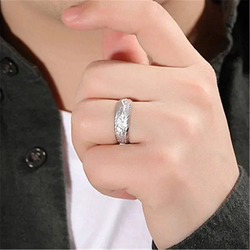 Gold 14 K Ring für Mann Luxus Gravur Drache Verstellbarer Ring Modeschmuck Männlich Zweifarbig Gelb/Weiß Gold Fingerring Geschenk