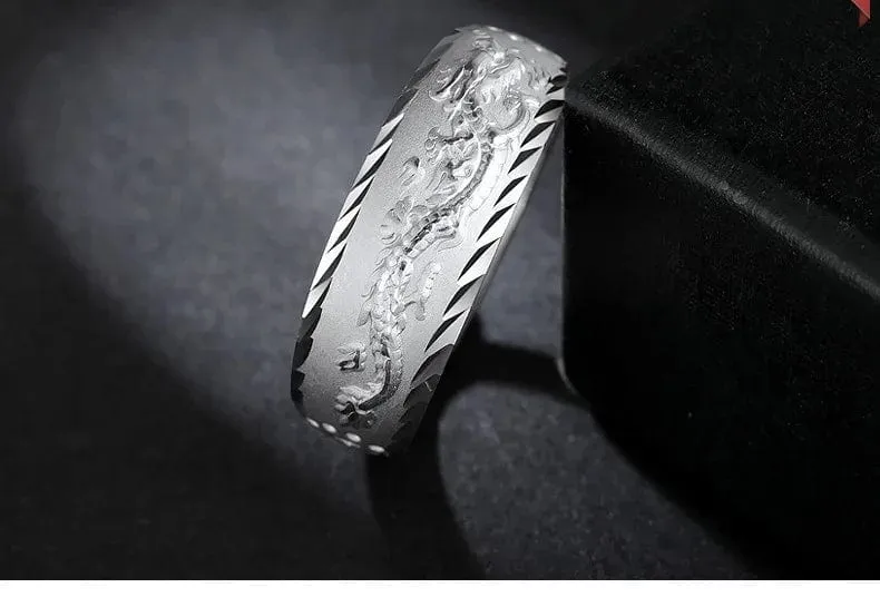 Gold 14 K Ring für Mann Luxus Gravur Drache Verstellbarer Ring Modeschmuck Männlich Zweifarbig Gelb/Weiß Gold Fingerring Geschenk