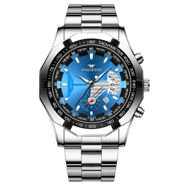 Luxus Herrenuhren Edelstahlband Mode Wasserdicht Quarzuhr Für Mann Kalender Männliche Uhr Reloj Hombre FNGEEN S001