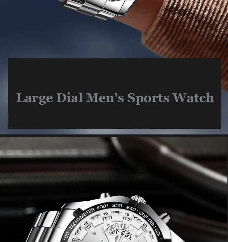 Luxus Herrenuhren Edelstahlband Mode Wasserdicht Quarzuhr Für Mann Kalender Männliche Uhr Reloj Hombre FNGEEN S001