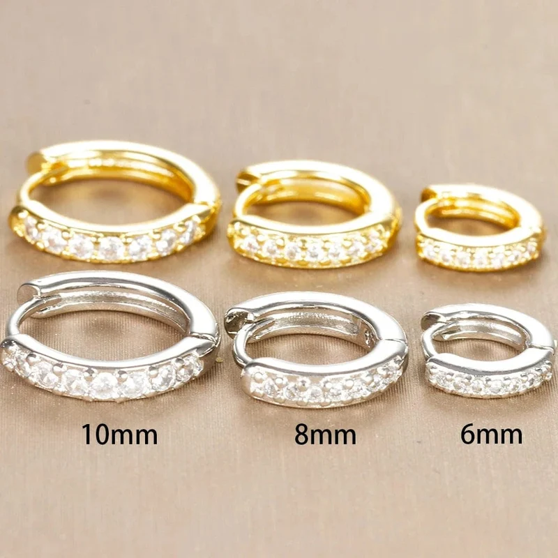 3er-Set schlichte, kleine Creolen aus Edelstahl mit Kristallen, zierlich, goldfarben, für Knorpelpiercings, minimalistischer Schmuck