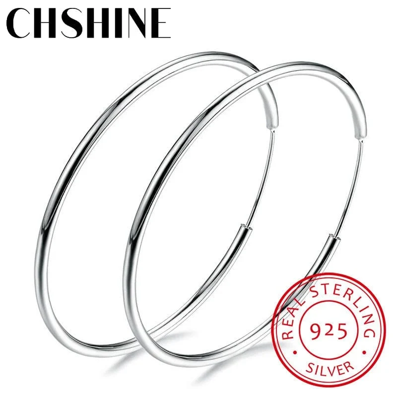 Creolen für Damen, 100 % 925er Sterlingsilber, rund, Kreis, Schleife, Geschenkverpackung, einfache Creolen aus Silber, Piercing