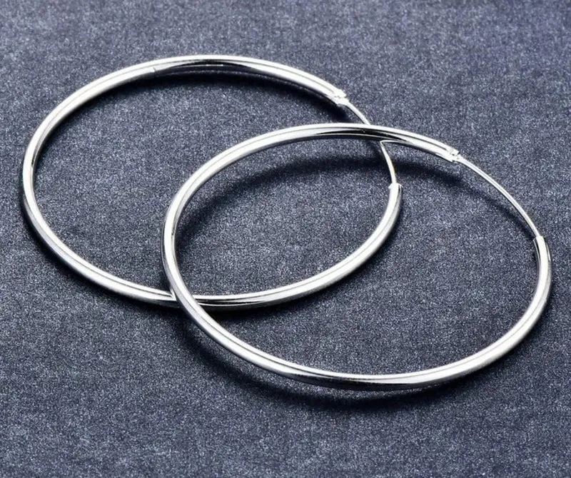 Creolen für Damen, 100 % 925er Sterlingsilber, rund, Kreis, Schleife, Geschenkverpackung, einfache Creolen aus Silber, Piercing