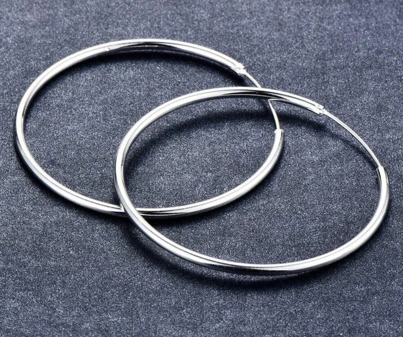 Creolen für Damen, 100 % 925er Sterlingsilber, rund, Kreis, Schleife, Geschenkverpackung, einfache Creolen aus Silber, Piercing
