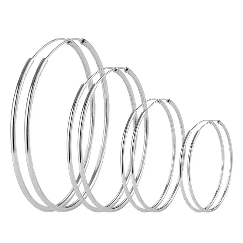 3/4/5/6CM Runde Hoop Ohrringe 925 Sterling Silber Für Frauen Party Luxus Schmuck Zubehör 2024 Trend Argent 925 Schmuck