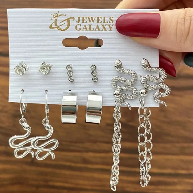 6 teile/satz Silber Farbe Geometrische Perle Twist Hoop Ohrringe Für Frauen Vintage Metall Herz Kreis Ohrringe Hochzeit Modeschmuck