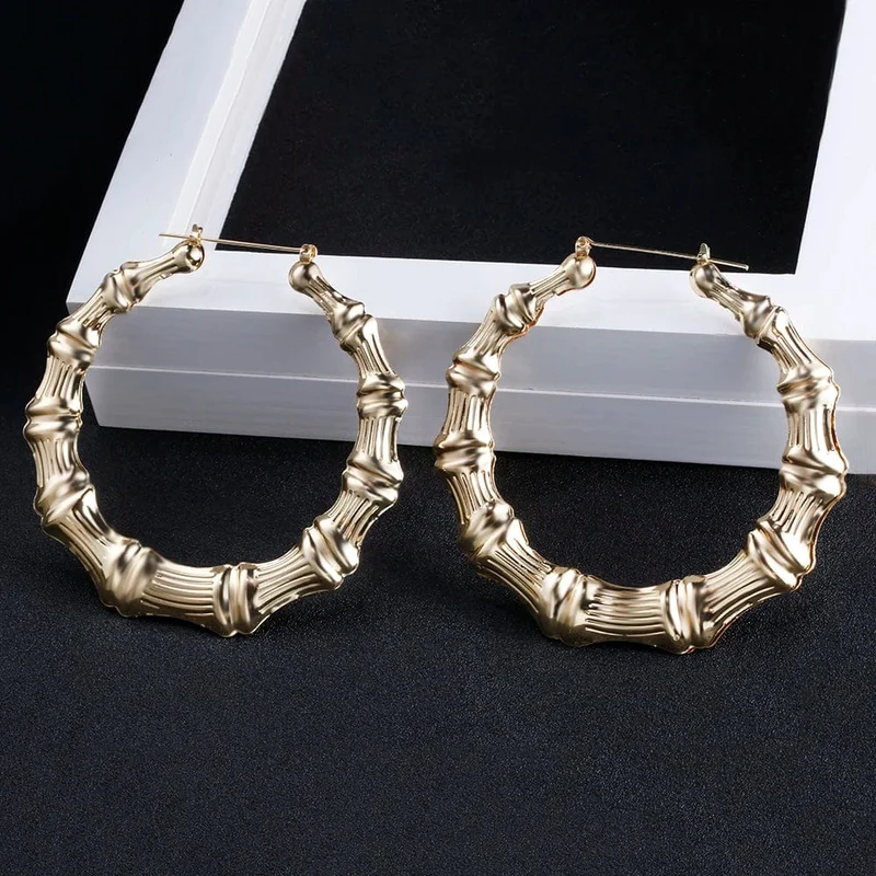 VIVILADY Heißer Größere Bambus Hoop Ohrringe Frauen Basketball Wives Sommer Frühling Herbst Mode Schmuck Mädchen Bijoux Zubehör Geschenke