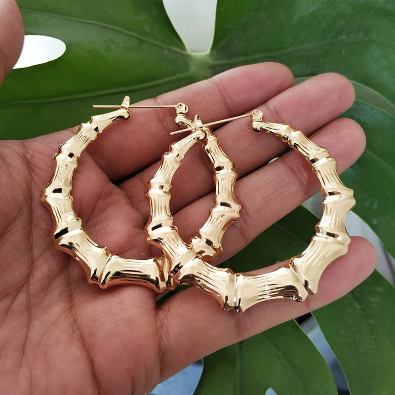 VIVILADY Heißer Größere Bambus Hoop Ohrringe Frauen Basketball Wives Sommer Frühling Herbst Mode Schmuck Mädchen Bijoux Zubehör Geschenke