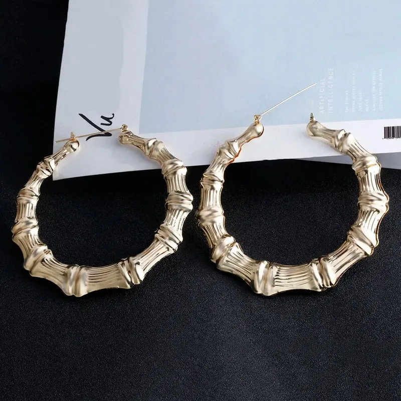 VIVILADY Heißer Größere Bambus Hoop Ohrringe Frauen Basketball Wives Sommer Frühling Herbst Mode Schmuck Mädchen Bijoux Zubehör Geschenke