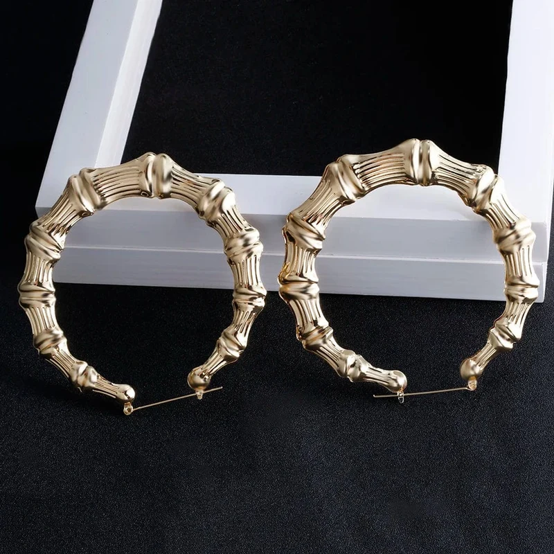 VIVILADY Heißer Größere Bambus Hoop Ohrringe Frauen Basketball Wives Sommer Frühling Herbst Mode Schmuck Mädchen Bijoux Zubehör Geschenke