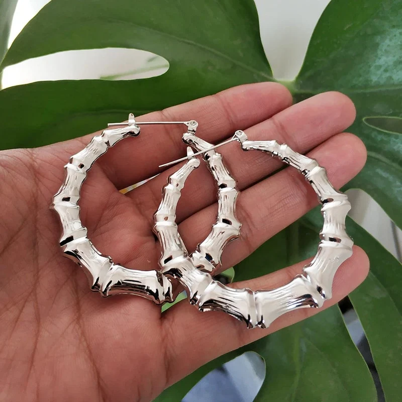 VIVILADY Heißer Größere Bambus Hoop Ohrringe Frauen Basketball Wives Sommer Frühling Herbst Mode Schmuck Mädchen Bijoux Zubehör Geschenke