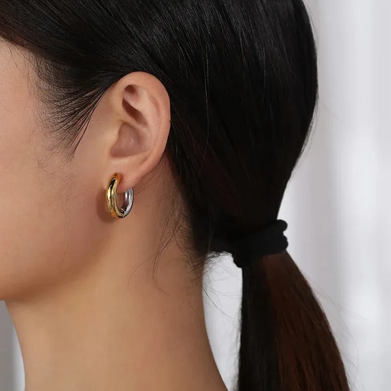 Edelstahl Creolen Für Männer Frauen Einfache Hip Hop Rock Gold Farbe Piercing Punk Chic Schmuck Koreanische Klobige Ohrringe