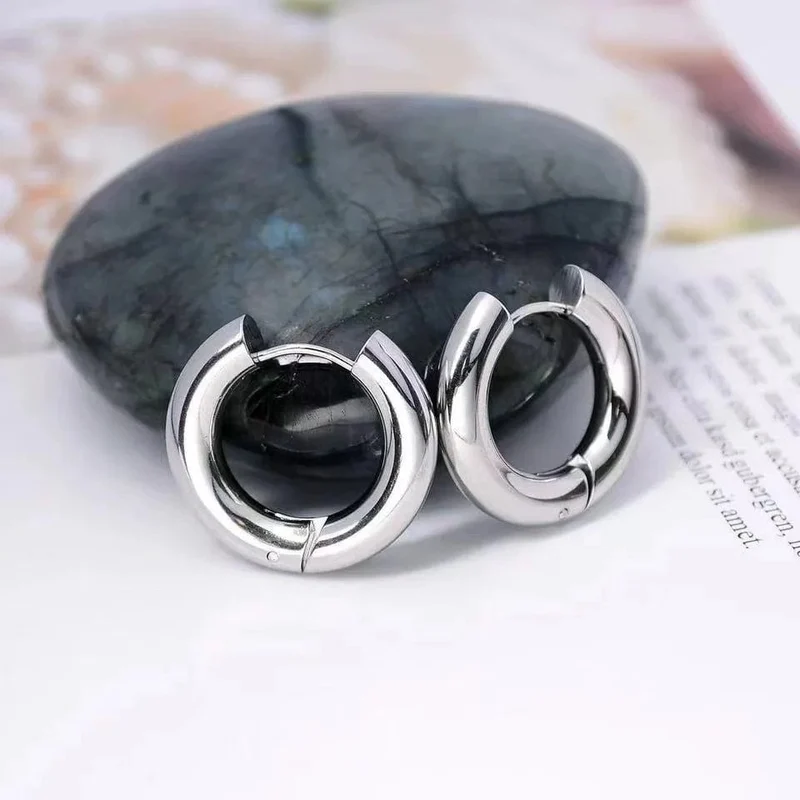 Edelstahl Creolen Für Männer Frauen Einfache Hip Hop Rock Gold Farbe Piercing Punk Chic Schmuck Koreanische Klobige Ohrringe