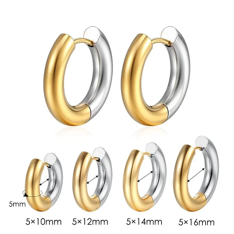 Edelstahl Creolen Für Männer Frauen Einfache Hip Hop Rock Gold Farbe Piercing Punk Chic Schmuck Koreanische Klobige Ohrringe
