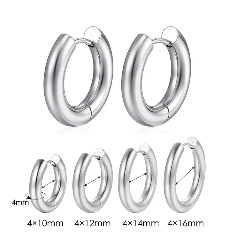 Edelstahl Creolen Für Männer Frauen Einfache Hip Hop Rock Gold Farbe Piercing Punk Chic Schmuck Koreanische Klobige Ohrringe