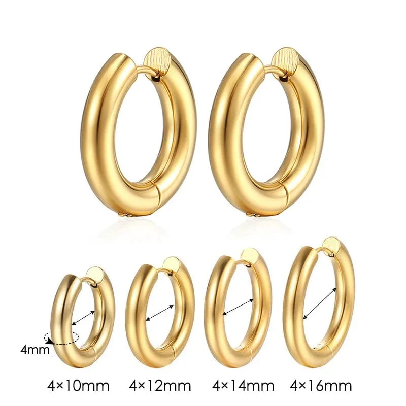 Edelstahl Creolen Für Männer Frauen Einfache Hip Hop Rock Gold Farbe Piercing Punk Chic Schmuck Koreanische Klobige Ohrringe