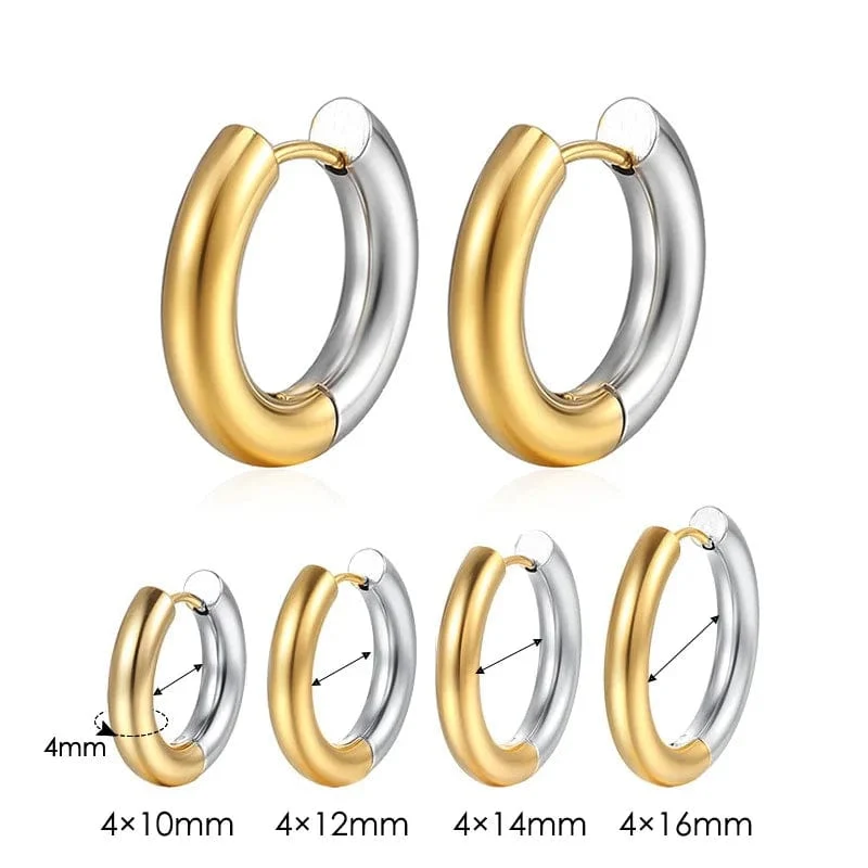 Edelstahl Creolen Für Männer Frauen Einfache Hip Hop Rock Gold Farbe Piercing Punk Chic Schmuck Koreanische Klobige Ohrringe
