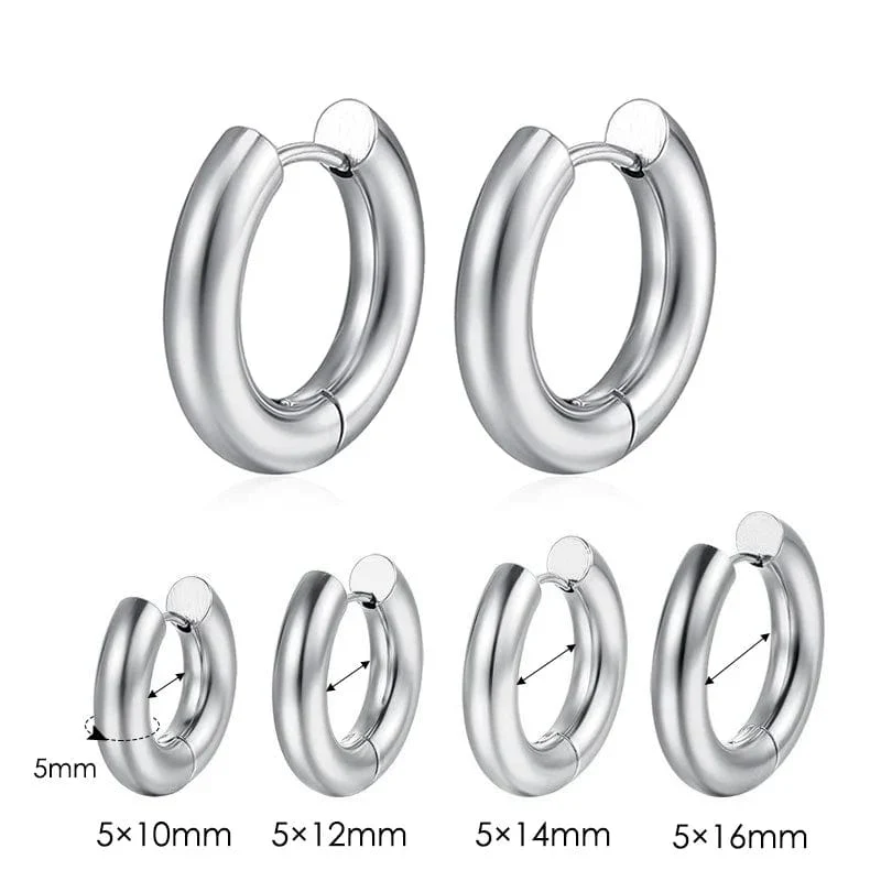 Edelstahl Creolen Für Männer Frauen Einfache Hip Hop Rock Gold Farbe Piercing Punk Chic Schmuck Koreanische Klobige Ohrringe