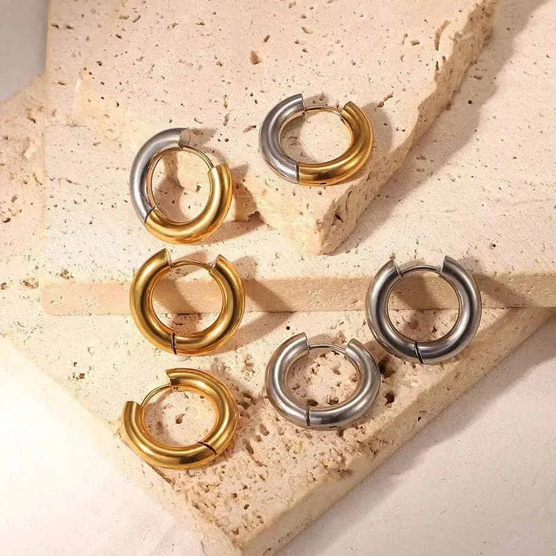 Edelstahl Creolen Für Männer Frauen Einfache Hip Hop Rock Gold Farbe Piercing Punk Chic Schmuck Koreanische Klobige Ohrringe