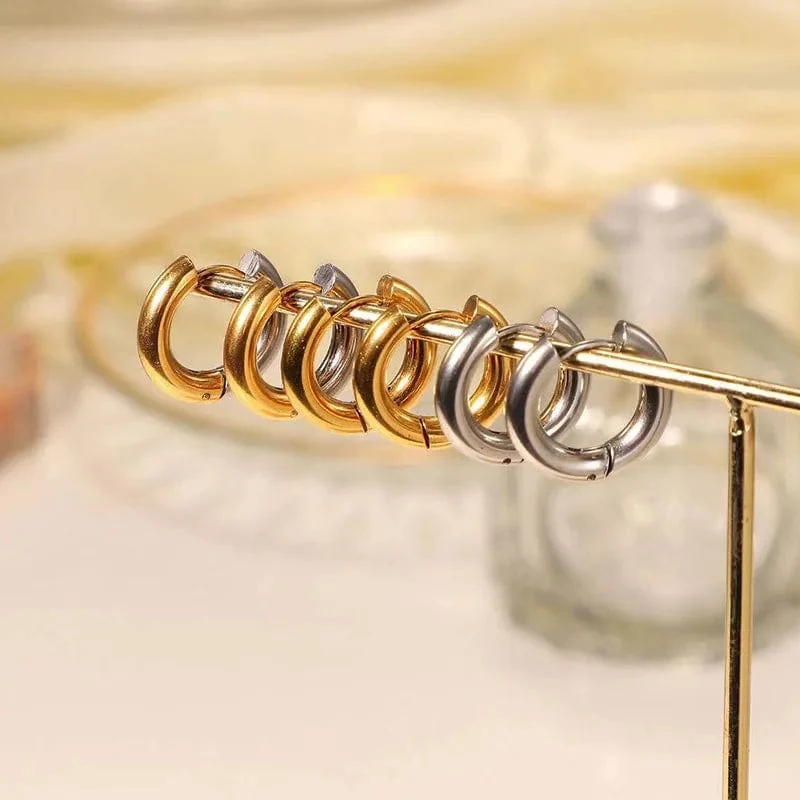 Edelstahl Creolen Für Männer Frauen Einfache Hip Hop Rock Gold Farbe Piercing Punk Chic Schmuck Koreanische Klobige Ohrringe