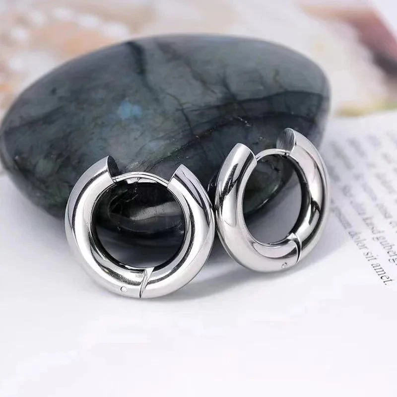 Edelstahl Creolen Für Männer Frauen Einfache Hip Hop Rock Gold Farbe Piercing Punk Chic Schmuck Koreanische Klobige Ohrringe