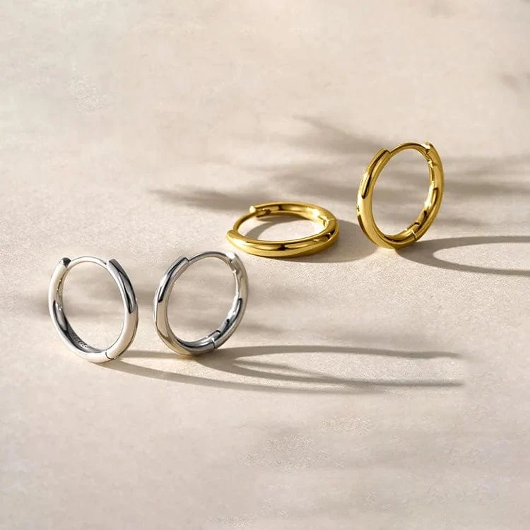 2 Teil/satz Edelstahl Kleine Creolen für Frauen Männer Gold Farbe Schwarz Kreis Dicken Ohr Ring Huggie Ohrringe Hoop Piercing