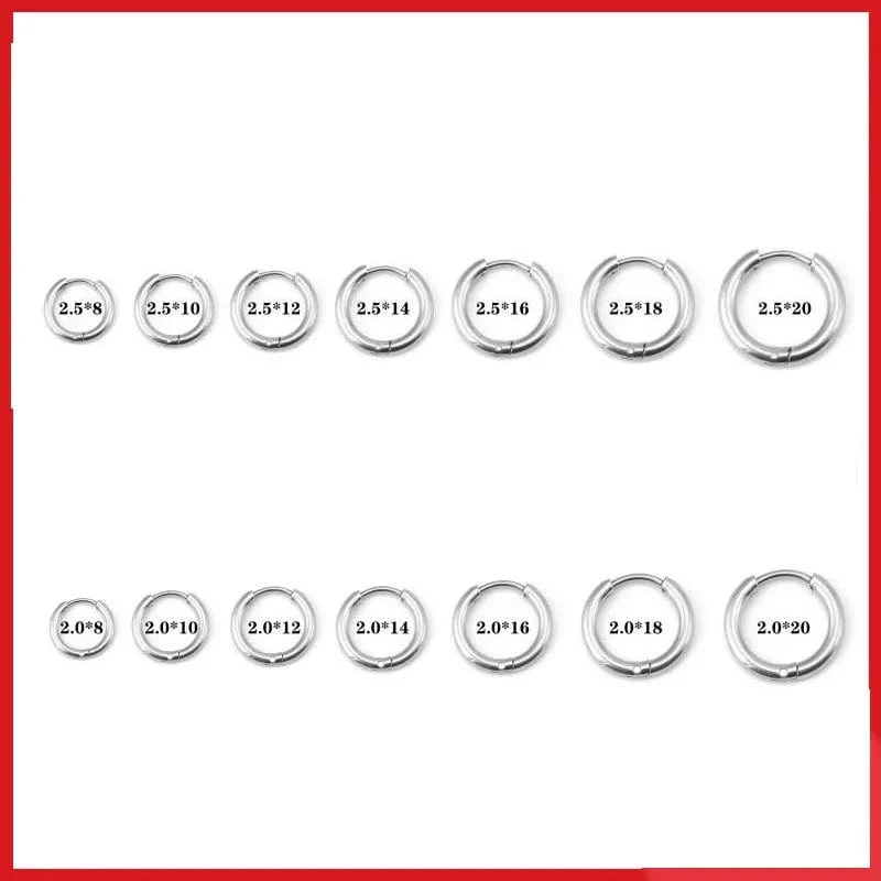 2 Teil/satz Edelstahl Kleine Creolen für Frauen Männer Gold Farbe Schwarz Kreis Dicken Ohr Ring Huggie Ohrringe Hoop Piercing