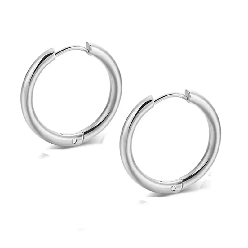 2 Teil/satz Edelstahl Kleine Creolen für Frauen Männer Gold Farbe Schwarz Kreis Dicken Ohr Ring Huggie Ohrringe Hoop Piercing