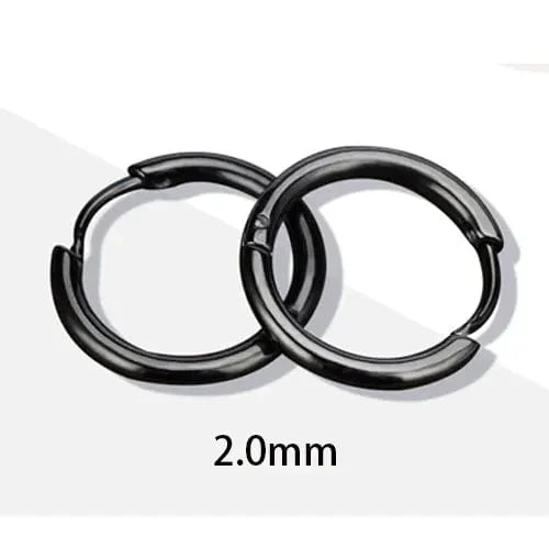 2 Teil/satz Edelstahl Kleine Creolen für Frauen Männer Gold Farbe Schwarz Kreis Dicken Ohr Ring Huggie Ohrringe Hoop Piercing
