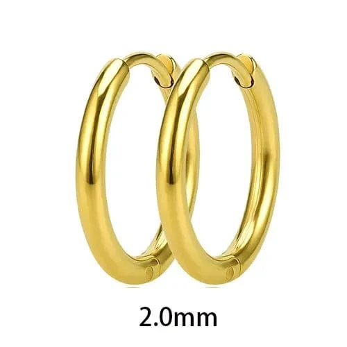 2 Teil/satz Edelstahl Kleine Creolen für Frauen Männer Gold Farbe Schwarz Kreis Dicken Ohr Ring Huggie Ohrringe Hoop Piercing