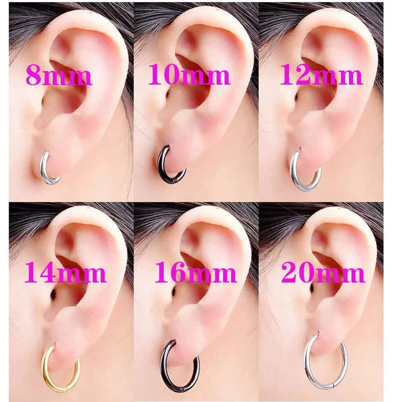 2 Teil/satz Edelstahl Kleine Creolen für Frauen Männer Gold Farbe Schwarz Kreis Dicken Ohr Ring Huggie Ohrringe Hoop Piercing