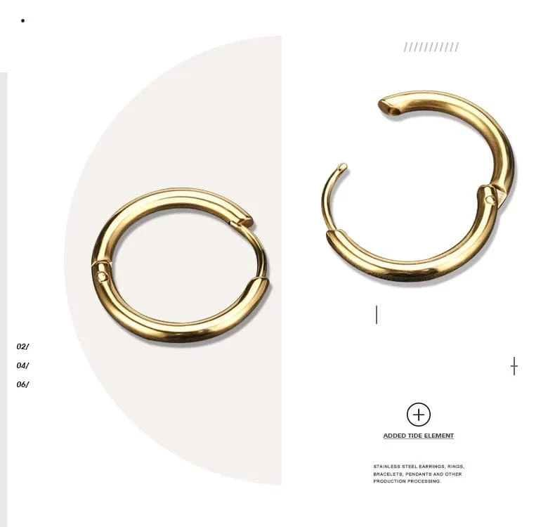 2 Teil/satz Edelstahl Kleine Creolen für Frauen Männer Gold Farbe Schwarz Kreis Dicken Ohr Ring Huggie Ohrringe Hoop Piercing