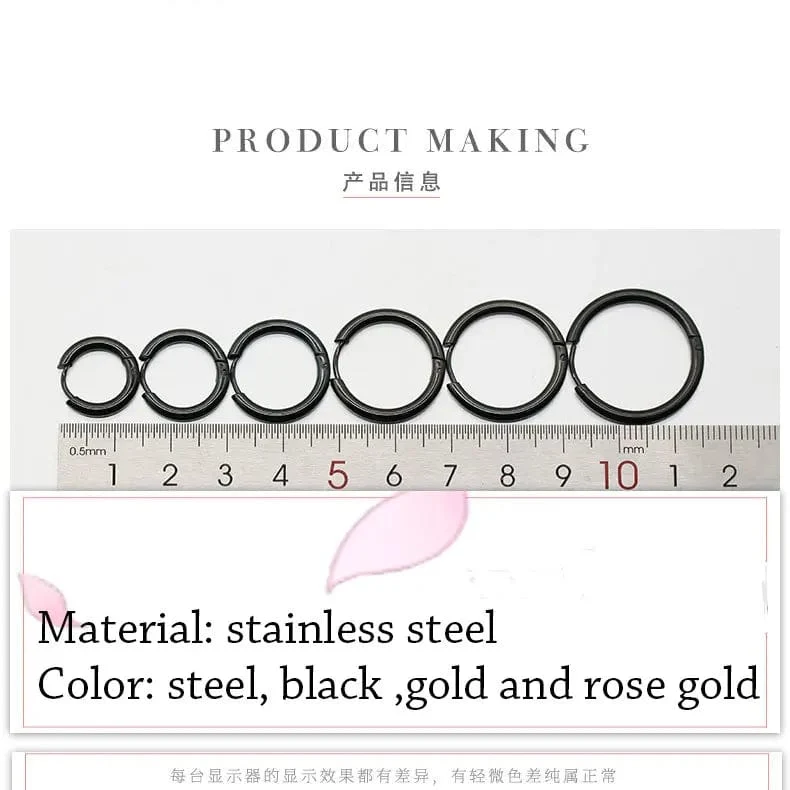 2 Teil/satz Edelstahl Kleine Creolen für Frauen Männer Gold Farbe Schwarz Kreis Dicken Ohr Ring Huggie Ohrringe Hoop Piercing