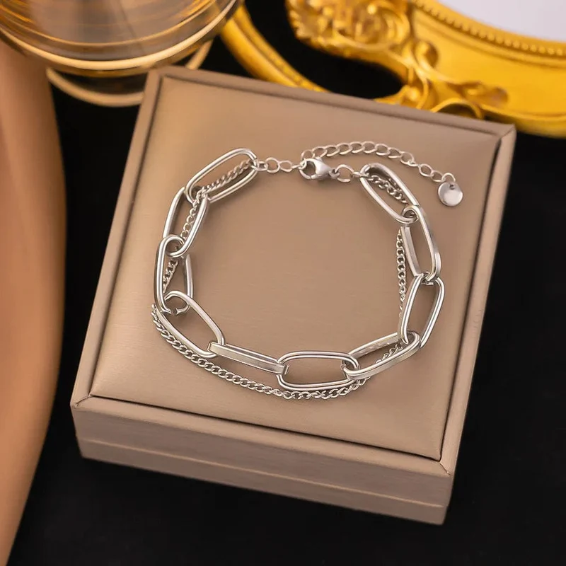 Edelstahl Stahl Farbe frauen Armband Liebe Herz Charme Hand Kette Mode Trendy Armreif Partei Schmuck Geschenke Neue Großhandel